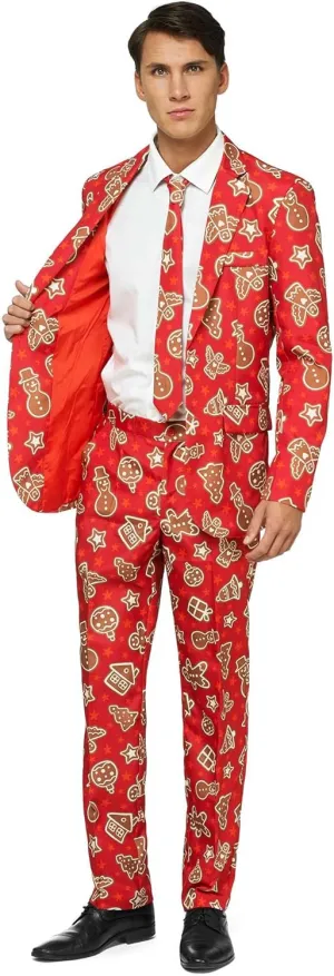 Offstream Men's Party Costumes - Christmas Theme Party Suits - Slim Fit - Includes Matching Blazer Jacket, Pants & Tie