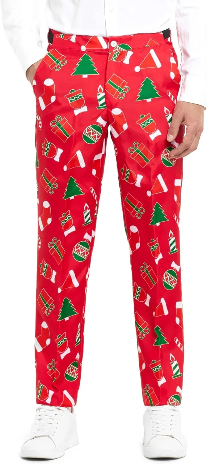 Offstream Men's Party Costumes - Christmas Theme Party Suits - Slim Fit - Includes Matching Blazer Jacket, Pants & Tie
