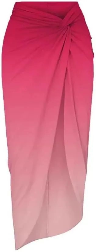 One Piece Swimsuit Women,2024 Summer Retro Print Tummy Control Bathing Suit with Beach Cover Up Wrap Skirt Sarong