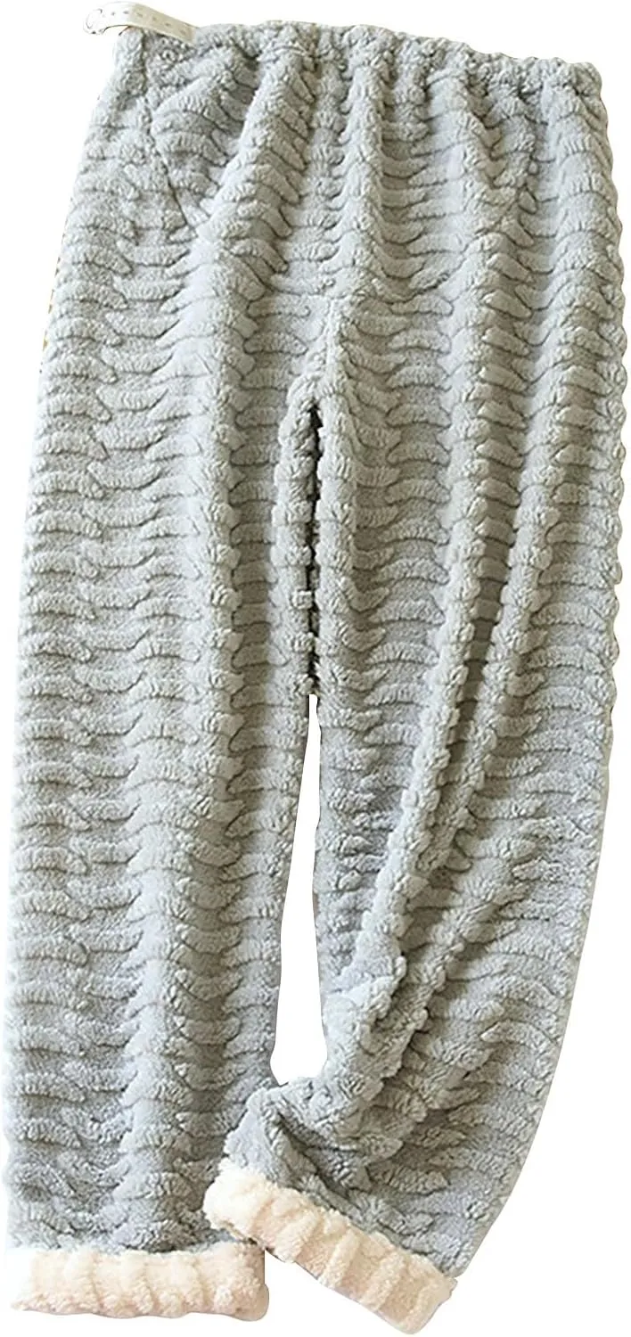 Oplxuo Women Maternity Pajama Pant Adjustable Waist Fuzzy Fleece Lounge Pants Plush Fluffy Sleepwear Pregnancy Casual PJs