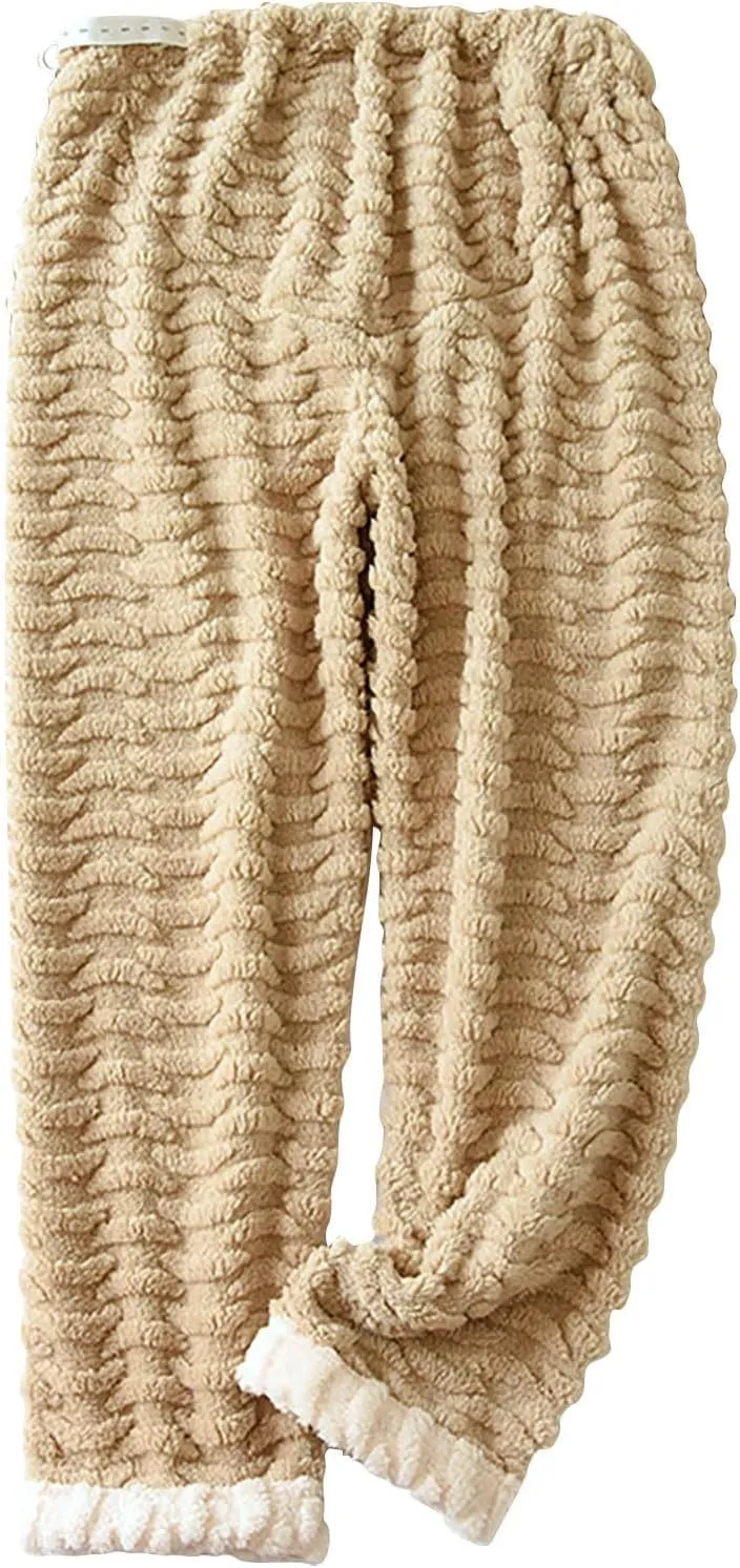 Oplxuo Women Maternity Pajama Pant Adjustable Waist Fuzzy Fleece Lounge Pants Plush Fluffy Sleepwear Pregnancy Casual PJs