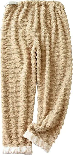 Oplxuo Women Maternity Pajama Pant Adjustable Waist Fuzzy Fleece Lounge Pants Plush Fluffy Sleepwear Pregnancy Casual PJs