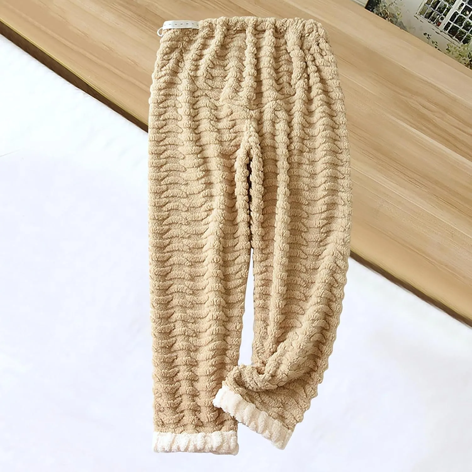 Oplxuo Women Maternity Pajama Pant Adjustable Waist Fuzzy Fleece Lounge Pants Plush Fluffy Sleepwear Pregnancy Casual PJs