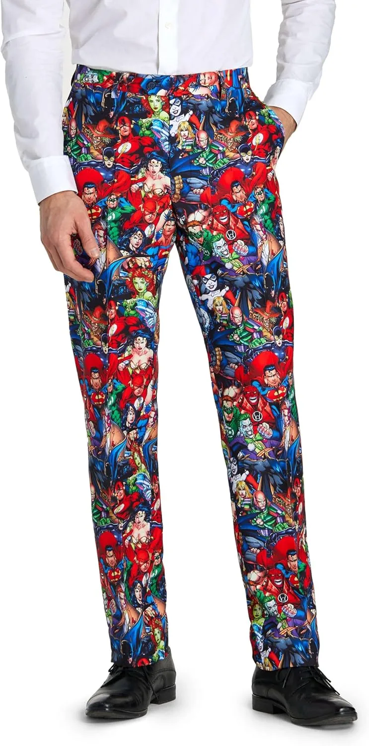 Opposuits Men's DC Comics Heroes Suit - Batman, Wonder Woman, Superman Party Outfit - Including Blazer, Pants and Tie