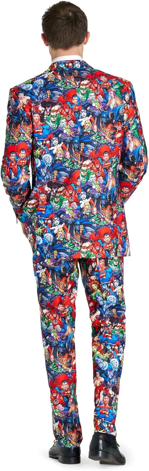Opposuits Men's DC Comics Heroes Suit - Batman, Wonder Woman, Superman Party Outfit - Including Blazer, Pants and Tie