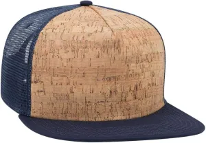 OTTO Cork Flat Visor SNAP 5 Panel Mesh Back Trucker Snapback Hat