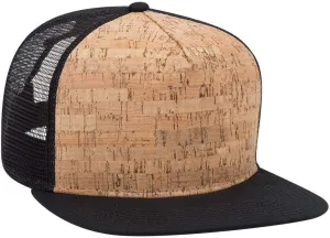 OTTO Cork Flat Visor SNAP 5 Panel Mesh Back Trucker Snapback Hat