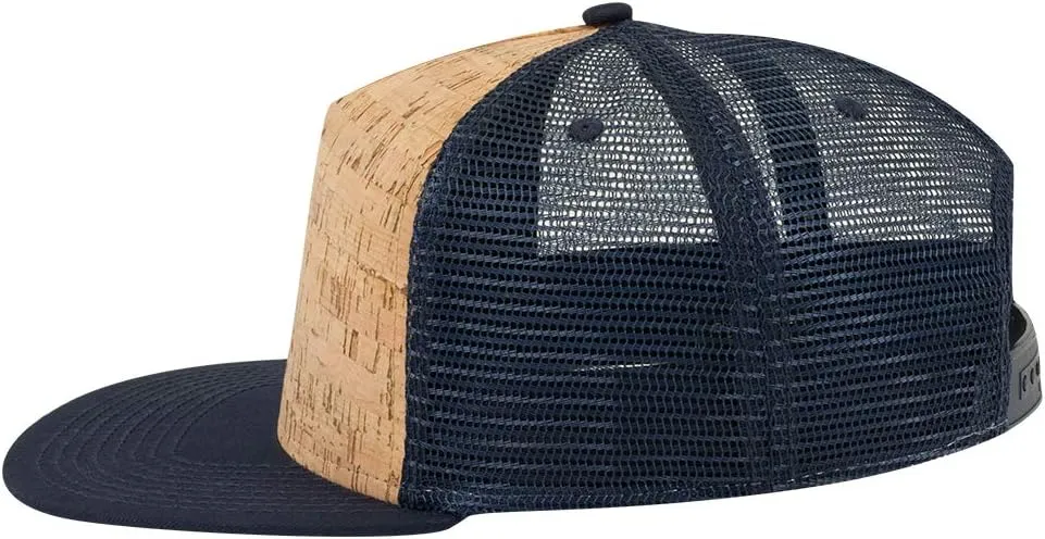 OTTO Cork Flat Visor SNAP 5 Panel Mesh Back Trucker Snapback Hat