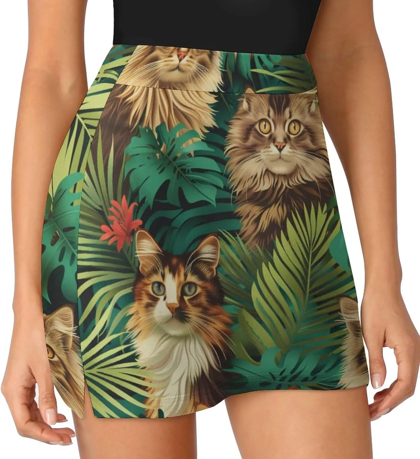 Owl Pattern Mini Pleated Skirts for Women Sexy Mini Skirt Short Cargo Skirt Skater A-line Pleated Skirt