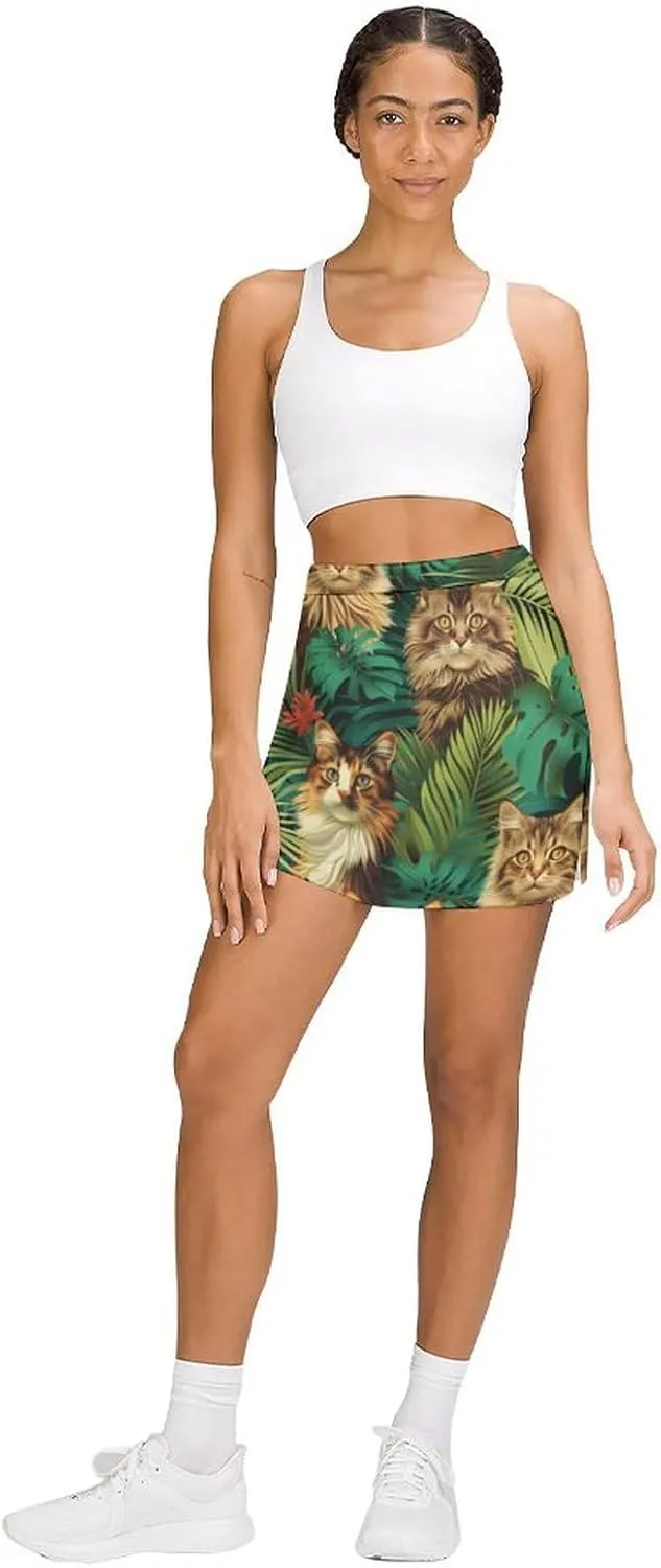 Owl Pattern Mini Pleated Skirts for Women Sexy Mini Skirt Short Cargo Skirt Skater A-line Pleated Skirt