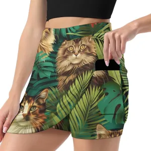 Owl Pattern Mini Pleated Skirts for Women Sexy Mini Skirt Short Cargo Skirt Skater A-line Pleated Skirt