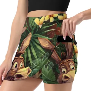 Owl Pattern Mini Pleated Skirts for Women Sexy Mini Skirt Short Cargo Skirt Skater A-line Pleated Skirt