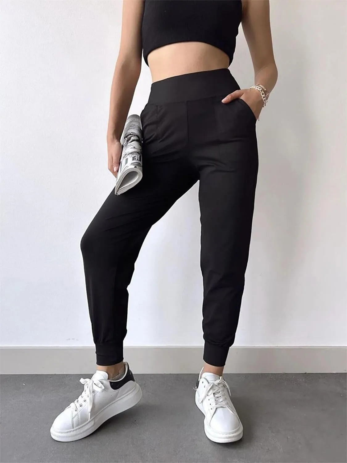 Paintcolors Women's Fleece Lined Joggers Pants Winter Warm Athletic Sweatpants Thermal Pants with Pockets Hiking Running Yoga