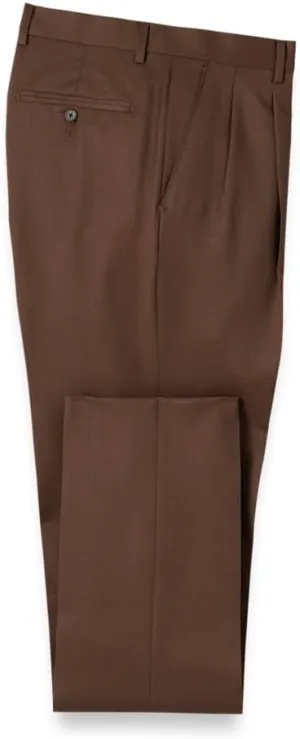 Paul Fredrick Men's Wool Gabardine Pleated Pants