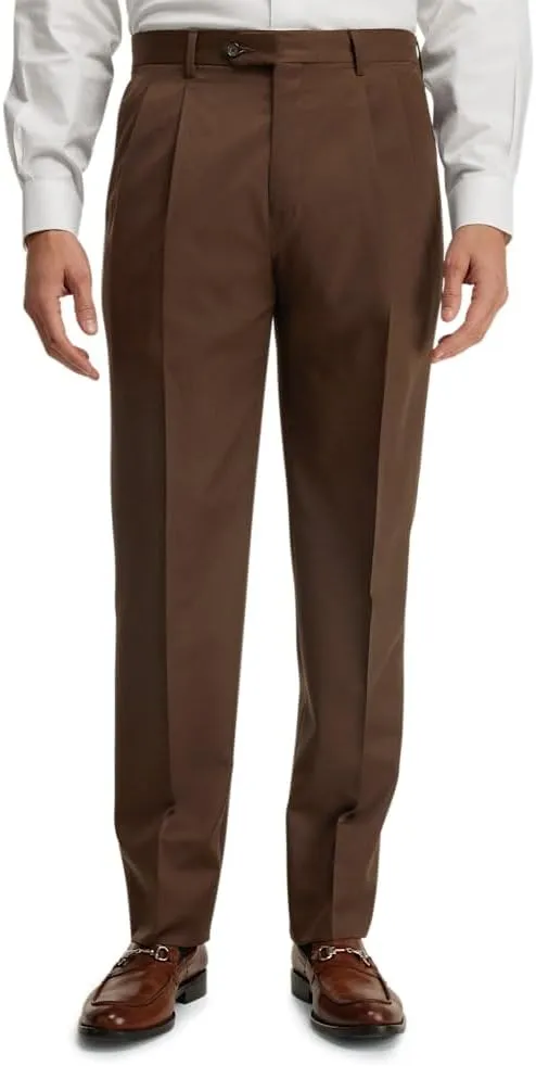 Paul Fredrick Men's Wool Gabardine Pleated Pants