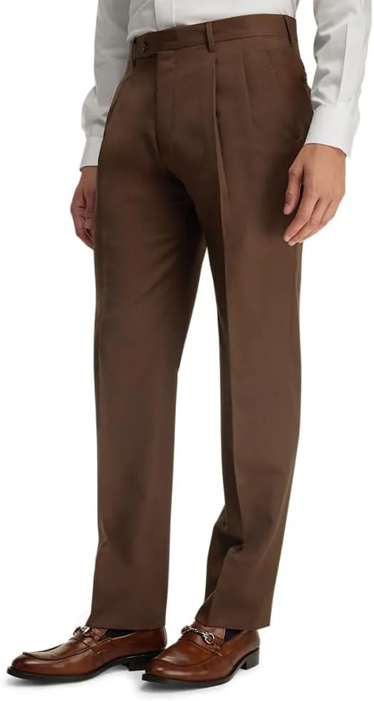 Paul Fredrick Men's Wool Gabardine Pleated Pants