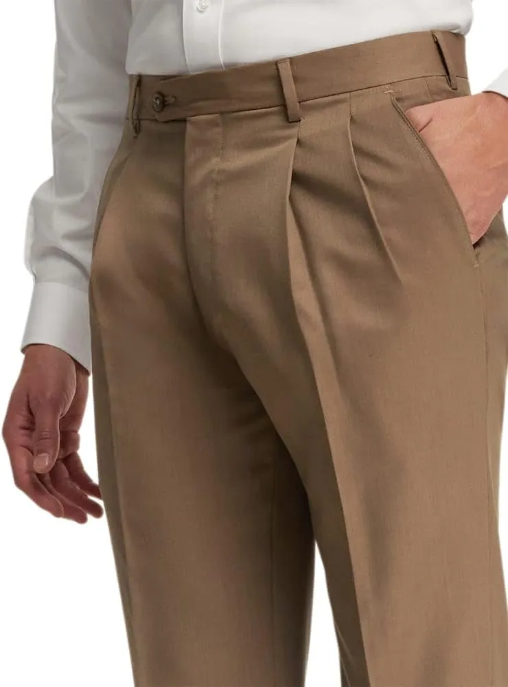 Paul Fredrick Men's Wool Gabardine Pleated Pants