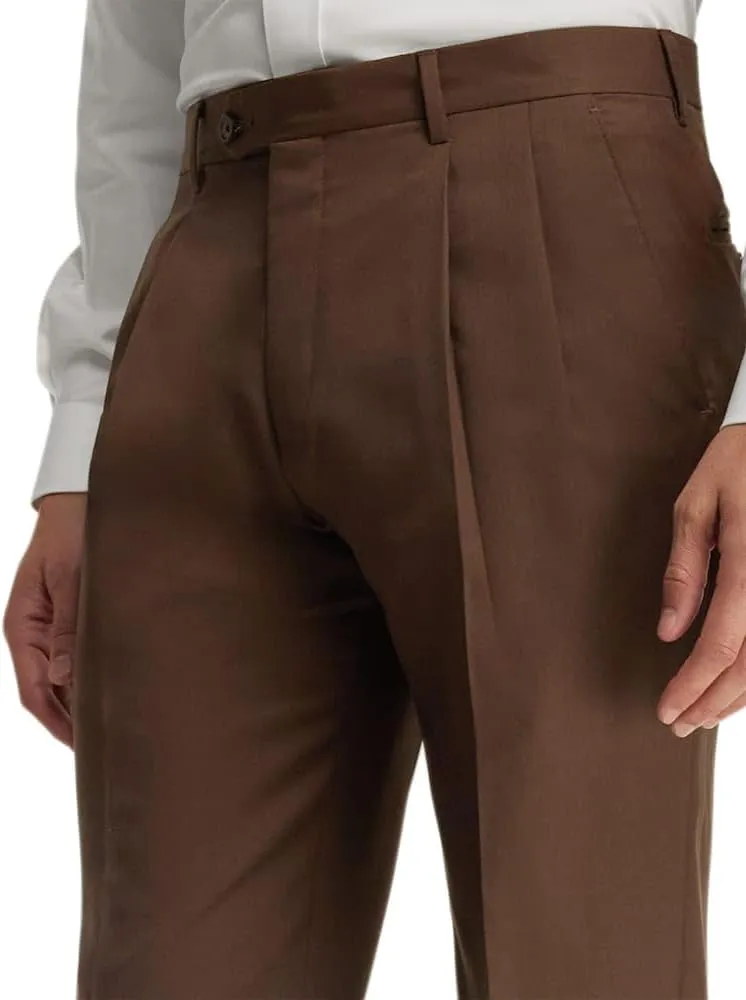Paul Fredrick Men's Wool Gabardine Pleated Pants