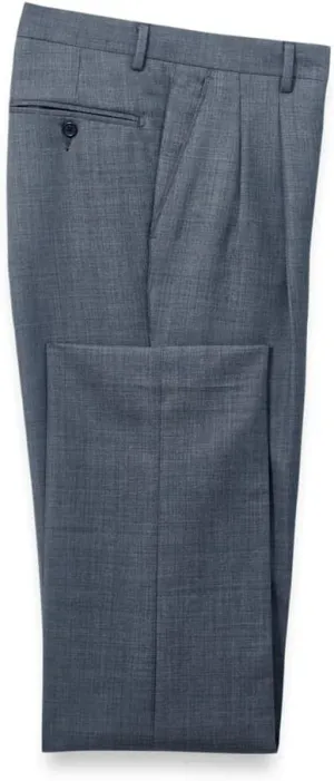 Paul Fredrick Men's Wool Sharkskin Pleated Pants
