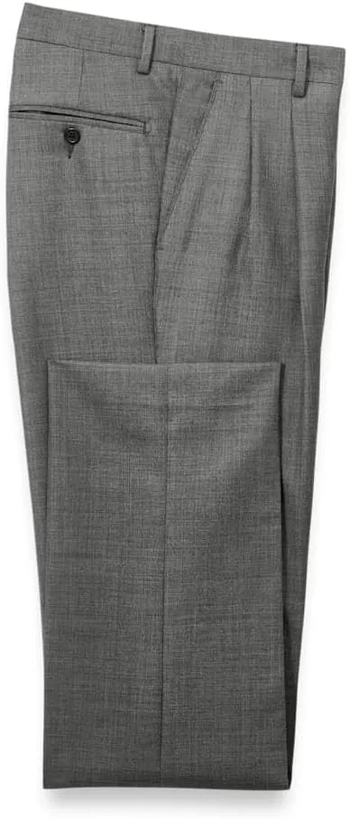 Paul Fredrick Men's Wool Sharkskin Pleated Pants