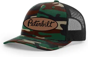 Peterbilt Truck Logo Laser Engraved Leather Patch Richardson 112 Snapback Trucker Hat Cap