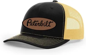 Peterbilt Truck Logo Laser Engraved Leather Patch Richardson 112 Snapback Trucker Hat Cap
