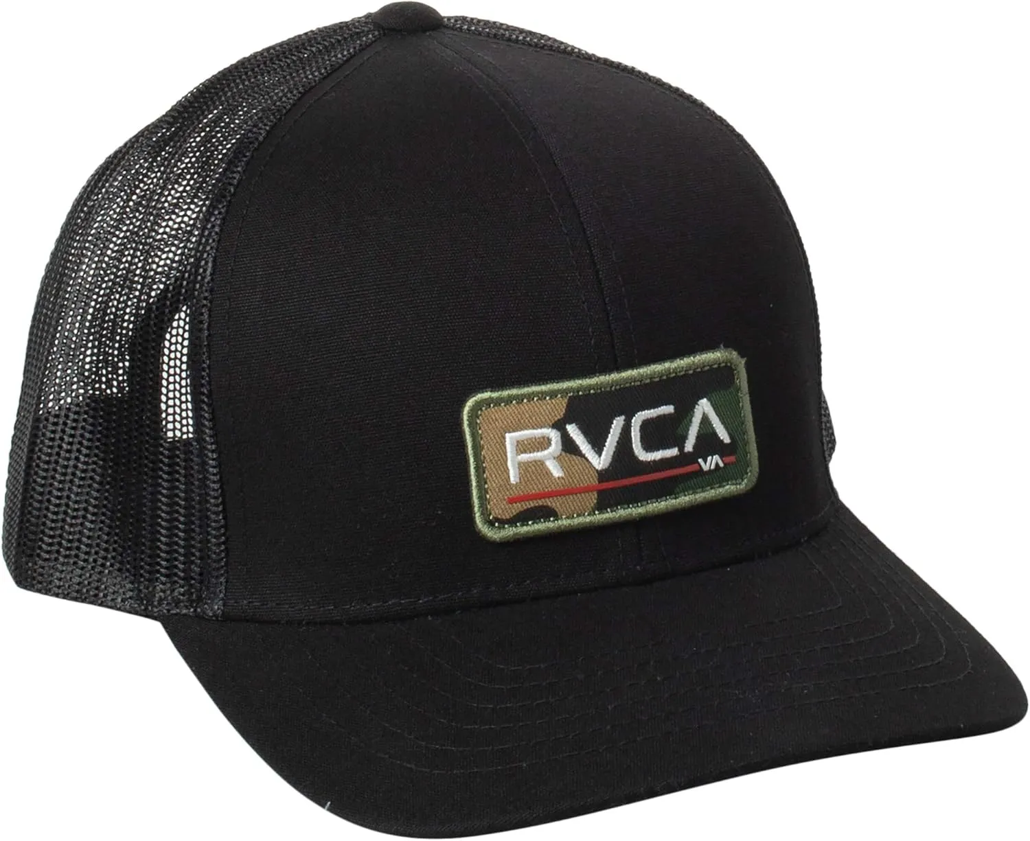 RVCA Men's Curved Brim Trucker Hat, Structured Hat with Curved Bill, Adjustable Snapback Closure