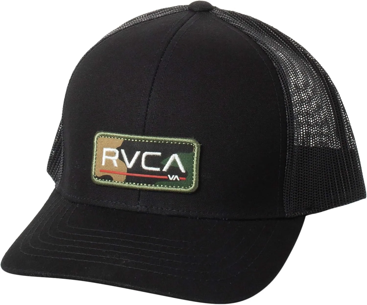 RVCA Men's Curved Brim Trucker Hat, Structured Hat with Curved Bill, Adjustable Snapback Closure