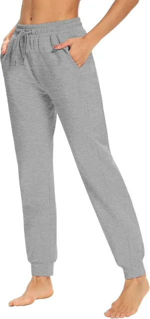 Sarin Mathews Womens Yoga Joggers Loose Workout Sweatpants Comfy Lounge Pajamas Pants with Pockets LightGrey M