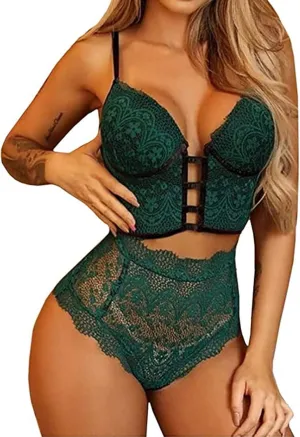 Sexy Lingerie for Women, Two Piece Lace Lingerie Set, Strappy Babydoll Bralette Bra and Panty Sets Underwear