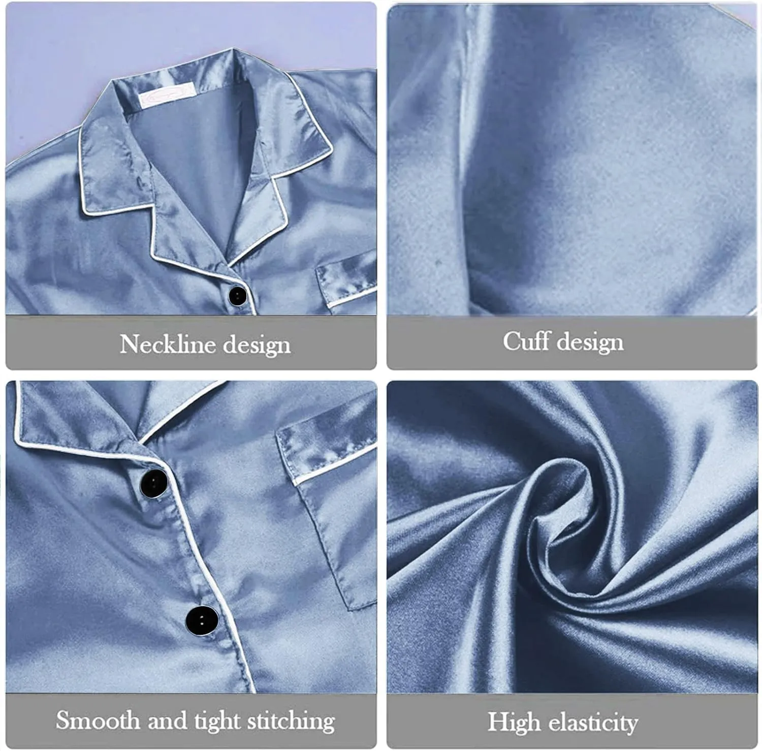 Silk Pajamas for Women Set 2025 Plus Size Long Sleeve Button Down Tops Lounge Pants 2 Piece Pjs Sleepwear Loungewear