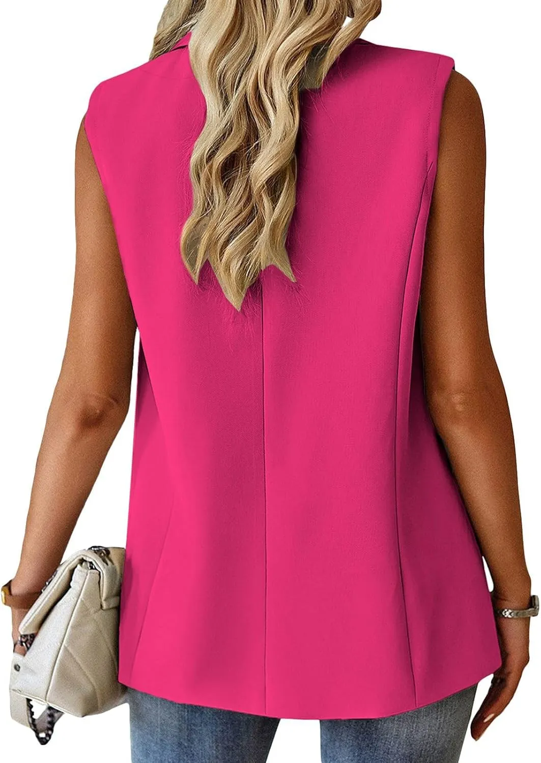 Sleeveless Blazer Vest for Women Business Casual Outfits Work Suit Vests Tops Fashion Blazer Waistcoat with Pockets