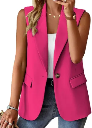 Sleeveless Blazer Vest for Women Business Casual Outfits Work Suit Vests Tops Fashion Blazer Waistcoat with Pockets