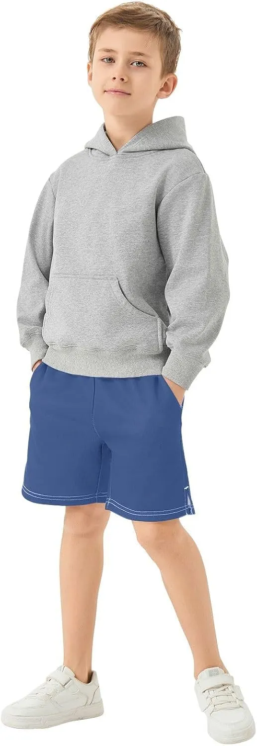 Solid Color Boys Athletic Shorts Lightweight Kids Active Basketball Shorts with Pockets