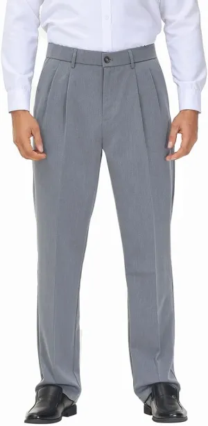Soojun Men's Flex Pleated Front Classic Fit Dress Pants
