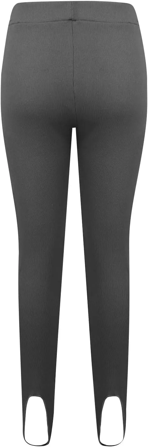 Stirrup Leggings for Women Stretch Slim Fit High Waisted Yoga Pants Tummy Control Texture Athletic Workout Tight Pants