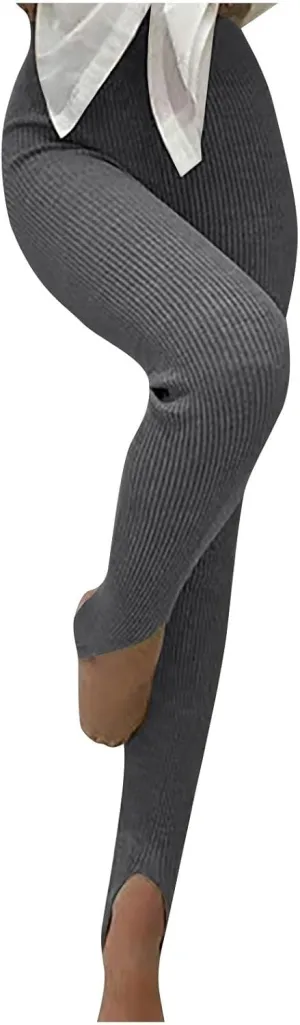 Stirrup Leggings for Women Stretch Slim Fit High Waisted Yoga Pants Tummy Control Texture Athletic Workout Tight Pants
