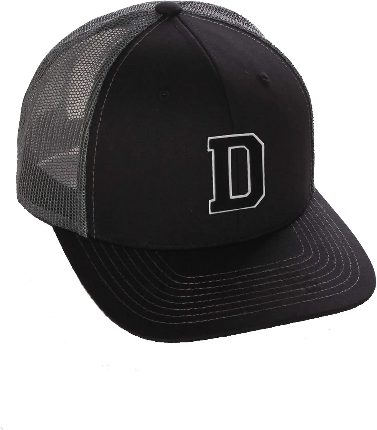 Structured Trucker Mesh Hat Custom Colors Letter D Initial Baseball Mid Profile