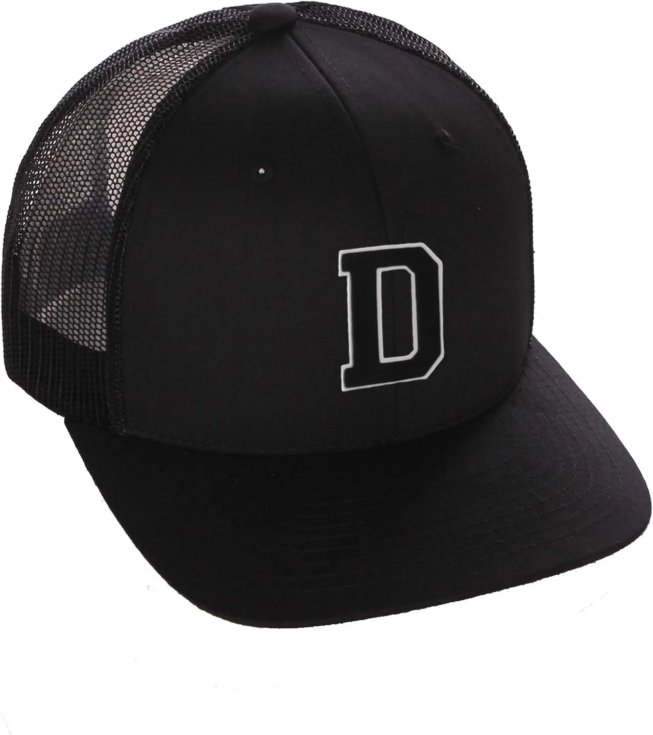 Structured Trucker Mesh Hat Custom Colors Letter D Initial Baseball Mid Profile