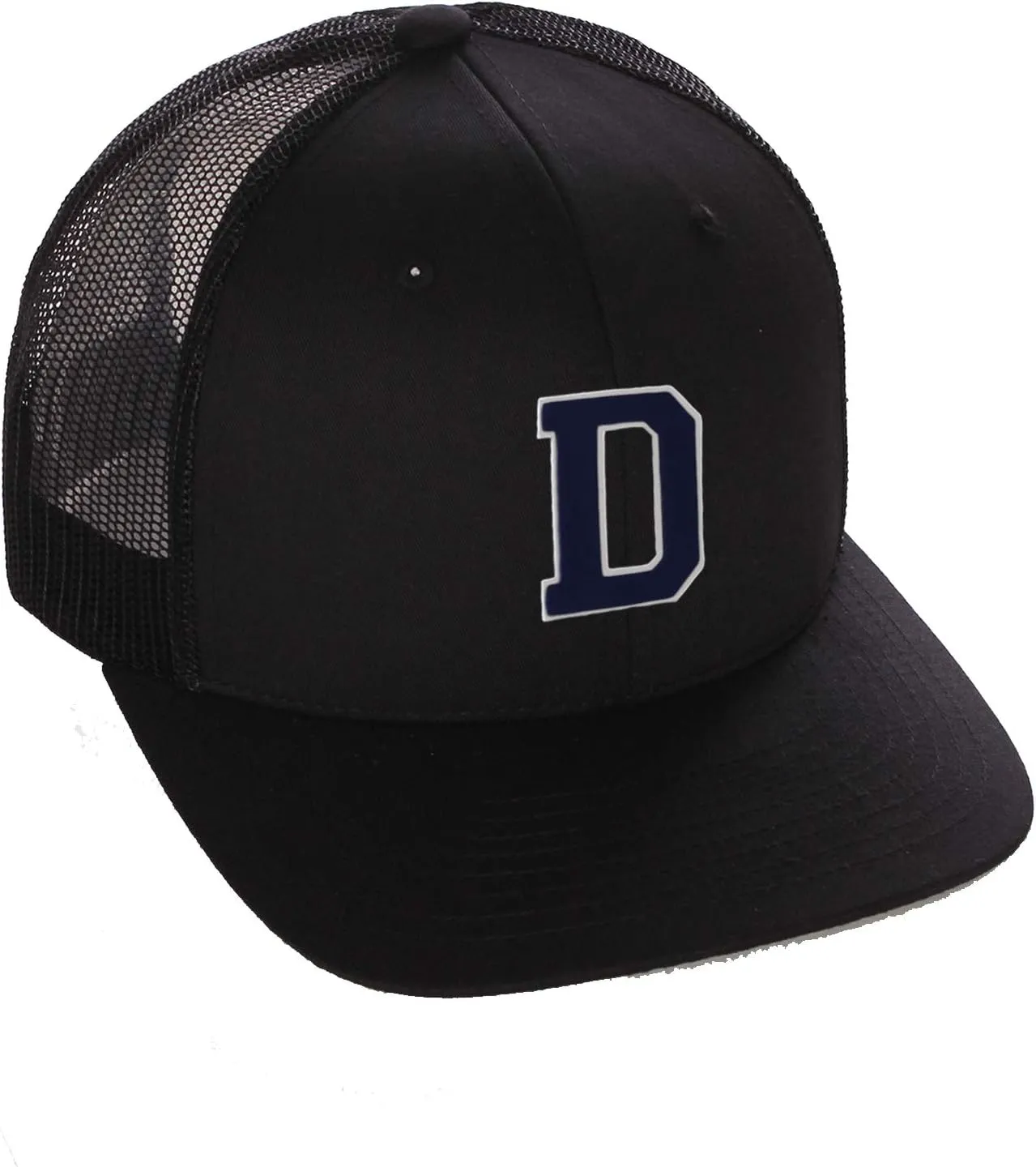 Structured Trucker Mesh Hat Custom Colors Letter D Initial Baseball Mid Profile