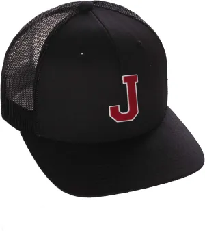 Structured Trucker Mesh Hat Custom Colors Letter J Initial Baseball Mid Profile