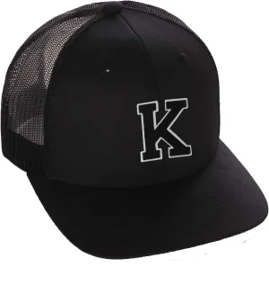 Structured Trucker Mesh Hat Custom Colors Letter K Initial Baseball Mid Profile