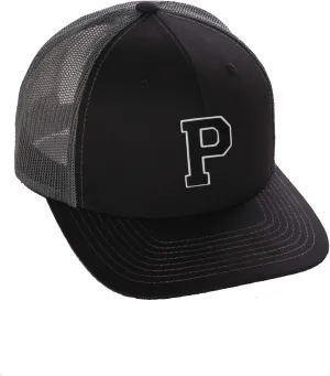 Structured Trucker Mesh Hat Custom Colors Letter P Initial Baseball Mid Profile