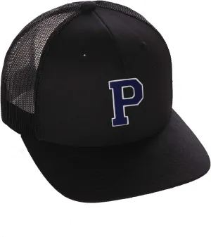 Structured Trucker Mesh Hat Custom Colors Letter P Initial Baseball Mid Profile