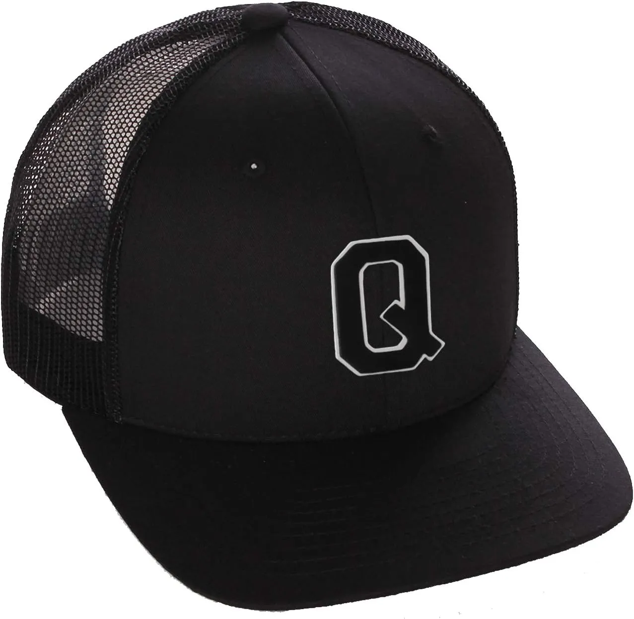 Structured Trucker Mesh Hat Custom Colors Letter Q Initial Baseball Mid Profile