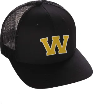 Structured Trucker Mesh Hat Custom Colors Letter W Initial Baseball Mid Profile