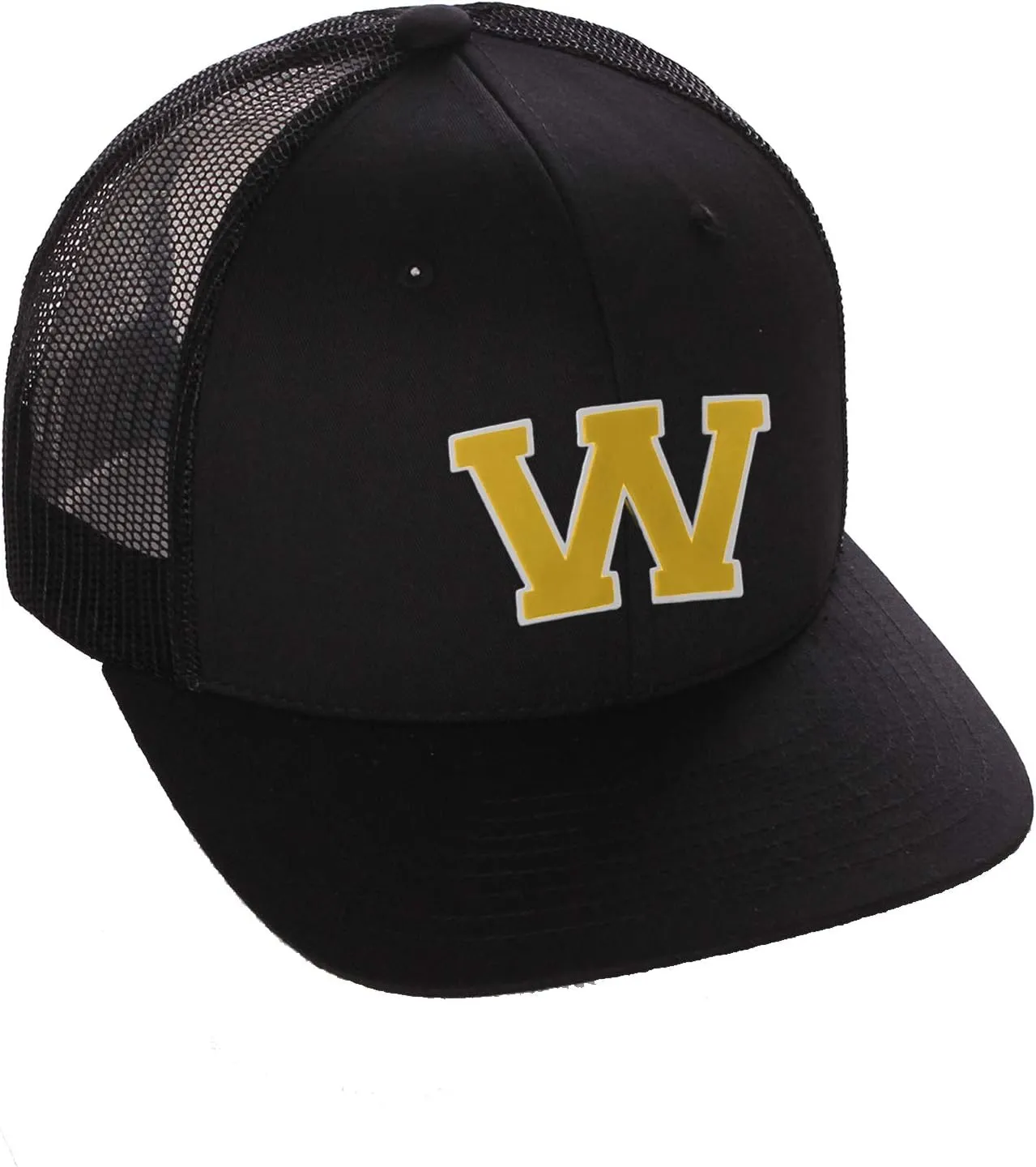 Structured Trucker Mesh Hat Custom Colors Letter W Initial Baseball Mid Profile