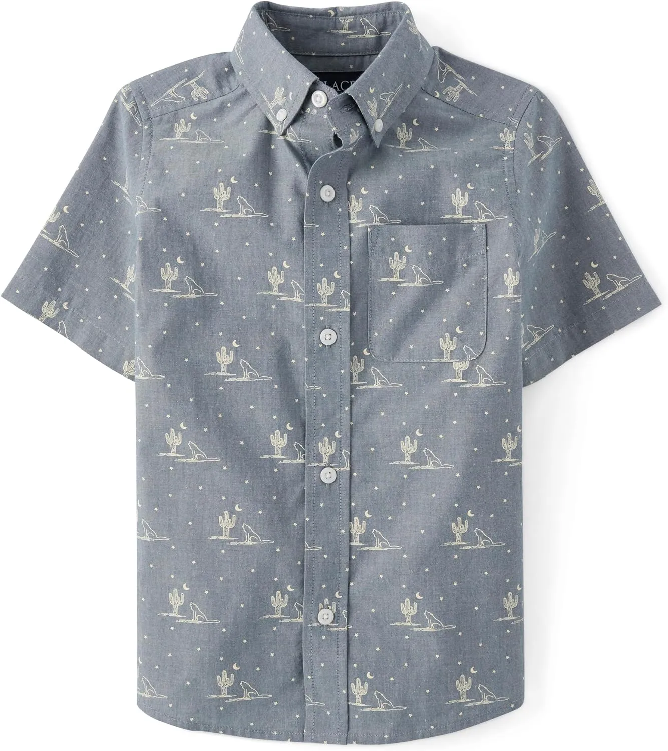 The Children's Place Boys' Short Sleeve Poplin Button Down Shirt