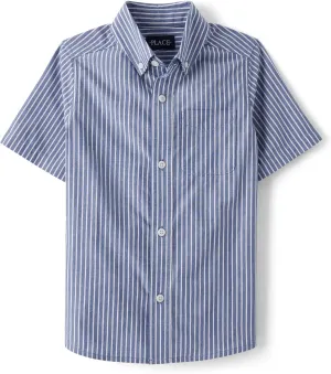 The Children's Place Boys' Short Sleeve Poplin Button Down Shirt