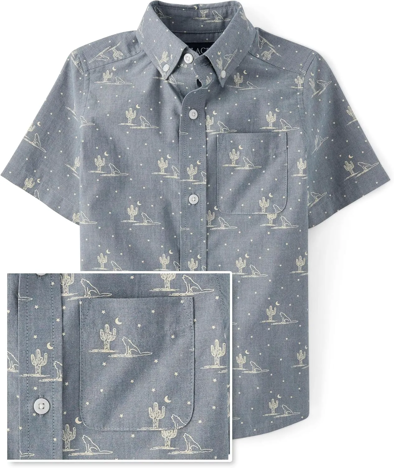 The Children's Place Boys' Short Sleeve Poplin Button Down Shirt